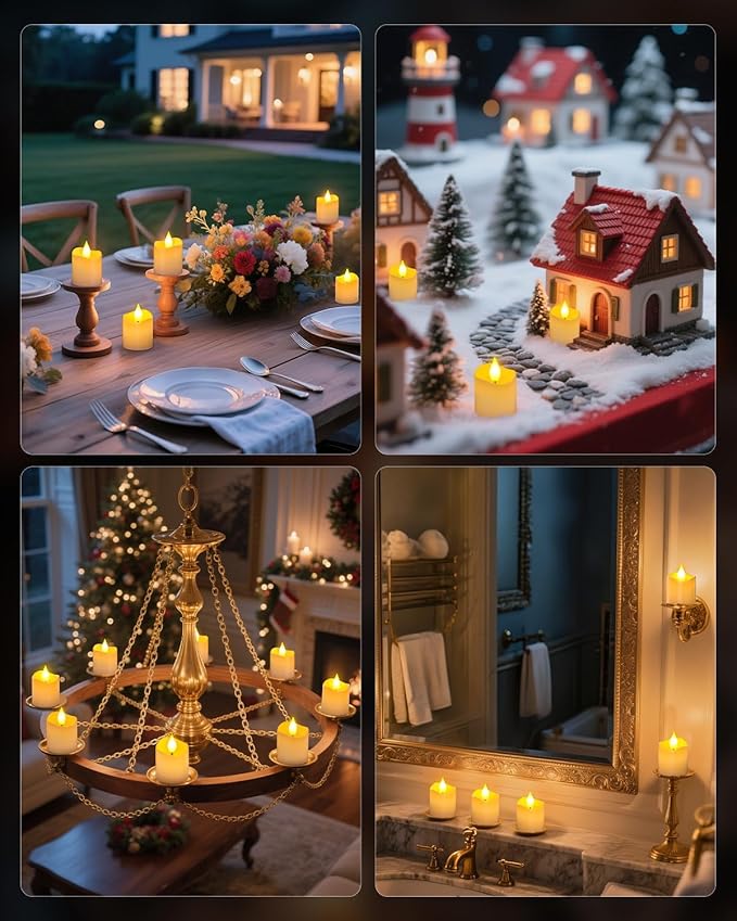 SoulBay Flameless Candles Rechargeable with Remote, 6pcs Electric LED Fake White Votive Candles with Charging Base and Timer, Flickering Decorative Lights for Home Table Holidays Christmas Décor