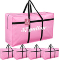 Windyun 4 Pack 57 Gallon Extra Large Moving Bags XXL Heavy Duty Storage Bag with Strong Zipper Handle Jumbo Big Tote Box Foldable for College Dorm Travel Clothes Duffle Blanket Pillow(Pink)