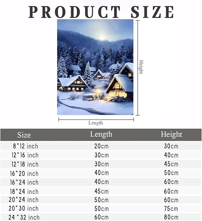 GUAIEUW Frameless Canvas Winter Snowy Houses Diamond Painting Kit DIY 5D Full Round Diamond HD Picture Diamond Dot Painting Art Craft Gift, Wall Decor Living Room Office Hangable 12x18 Inch
