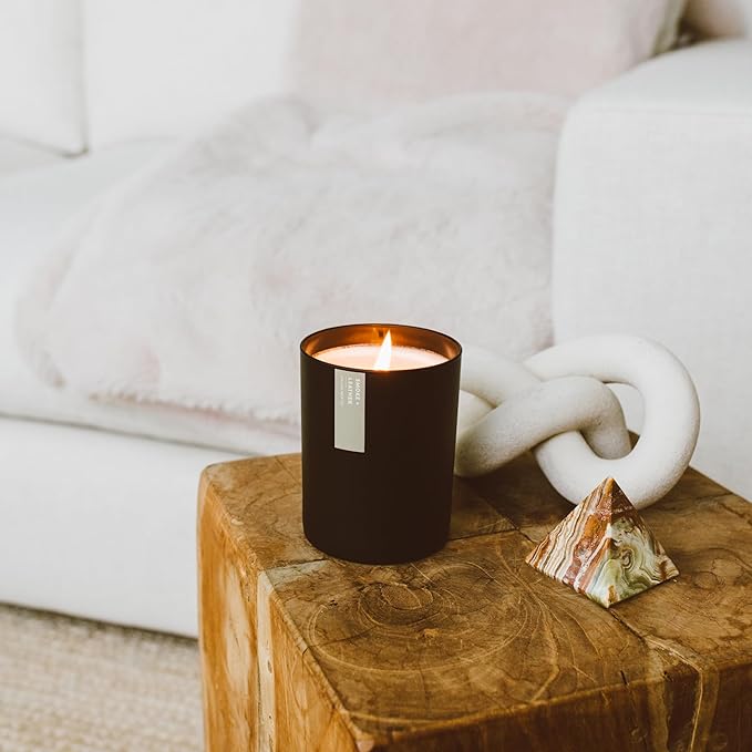 Calyan Wax Co. Lemon & Sage Scented Candle - 75 Hour Burn - Luxury Non Toxic Soy Wax Candles - Long Lasting Black Tumbler Jar Candle for Home - 10.2oz