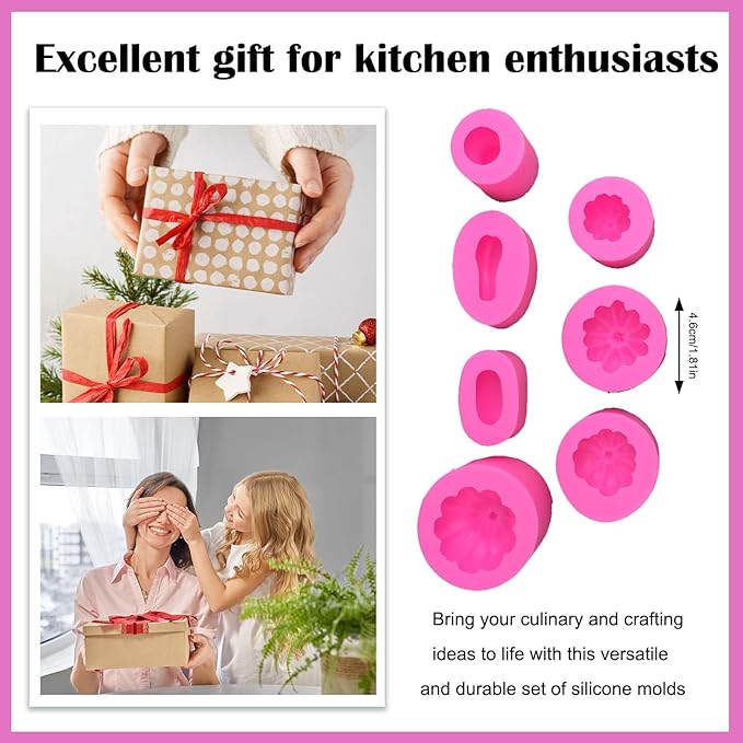 7-Piece Silicone Molds kit for Baking and Crafting - Pumpkin, Winter Melon, Gourd Shapes - DIY Cake Chocolate Soap Candle Ice Making - Creative Kitchen Accessories
