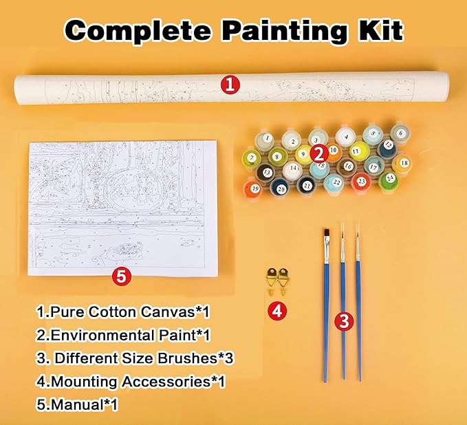 Meothan Paint by Numbers Kits, DIY Paint by Numbers for Adult Beginners, Watercolor Castle Paint by Numbers Kits on Canvas for Home Wall Decor 12''x16''