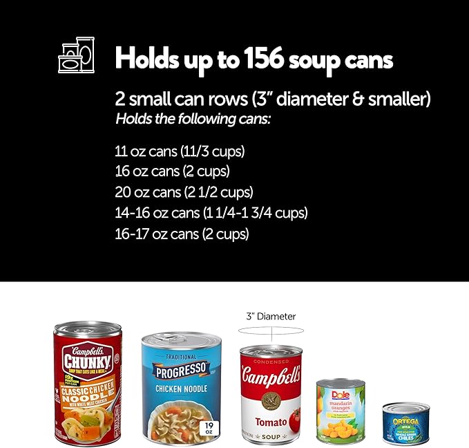 Shelf Reliance Cansolidator Max Small - 1-Pack Can Organizer for Pantry, Stackable Soda Can Storage for Kitchen, Holds 156 Cans of Food or Soda