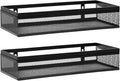 Wetheny Hanging Wall Mount Storage Baskets with Adhesive Hooks & Screwing, Metal Wire Organizer Baskets for Home Decor, Kitchen, Bathroom, Pantry, Laundry, Closet, Garage, RV Black 2 Packs (Netting)