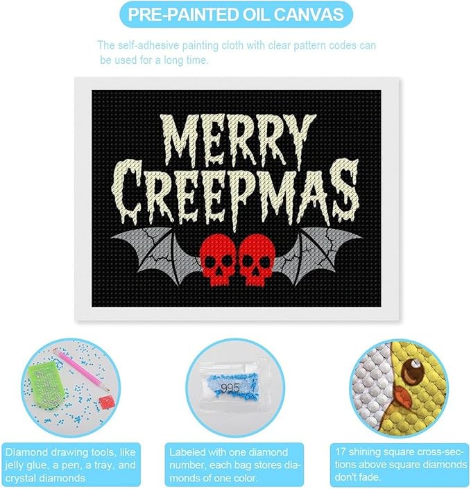 AIVKIEJK Diamond Painting Kits for Adults - Halloween & Christmas Gothic Ghost Christmas Painting DIY 5D Full Drill Diamond Dots Paintings with Diamonds Gem Art and Crafts Home Decor 12"x16"