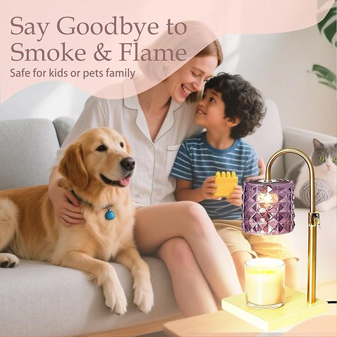 Purple Candle Warmer Lamp with Timer & Dimmer, Adjustable Height Flameless Wax Melt Warmer for Jar Candles, Birthday Gifts for Mom Women Men Friend Sister, House Warming Gift New Home Decor（Purple）