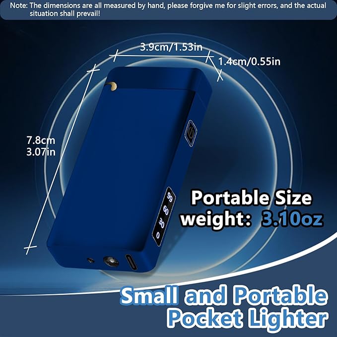 Plasma Lighter Rechargeable Electric Lighter Arc USB C Electronic Windproof Lighters High Power Big Flame Lighters with Digital Power Display for Candle, Incense, Fireworks (Ice Blue)