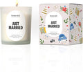 Homesick Just Married Scented Candle – 13.75 oz Soy Wax Blend in Non-Toxic Sea Salt Champagne Amber Scent, 60-Hour, Organic Cotton Wick – Wedding & Engagement Gifts for Couples in Reusable Jar
