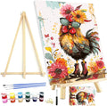 Meothan Framed Paint by Numbers Kits for Adults, Hen Chicken Adults Paint by Number with Framed on Canvas for Home Wall Decor 12x16inch (with Easel)