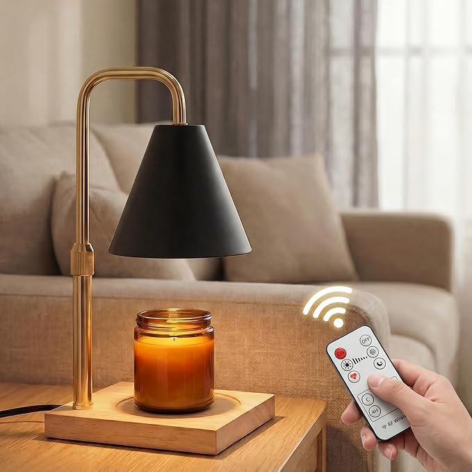 Candle Warmer Lamp with Timer - Wireless Remote Control, Gifts for Mom Grandma, Birthday Gifts, Mothers Days Gifts, House Warming Gifts New Home Decor, Black