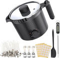 Candle Wax Melter with Pour Spout, Candle Making Kit for Adult Beginners, for Candle Making, Set Includes Wax Melting Pot, Stirring Spoon, Thermometer, Wick, Wick sticker and Centering Device - Black