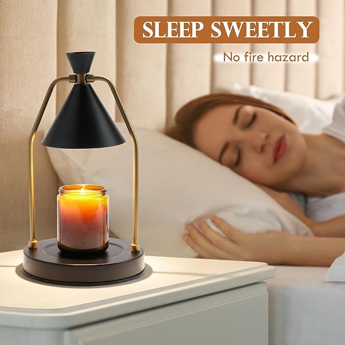 MIGHTY T Candle Warmer Lamp with Timer & Dimmer – Flameless Candle Lamp for Jar Candles – Adjustable Brightness – Safe Home Fragrance Warmer for Bedroom & Living Room