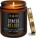 Stress Relief Candle I Relaxing Scented Black Candles for Men or Women w/Spearmint, White Tea & Eucalyptus Candle - Infused w/Essential Oils | Long 50Hr Burn,9oz I Non Toxic Aromatherapy I Made in USA