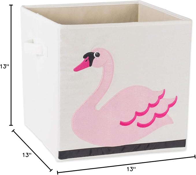 E-Living Store Children's Animal Print Storage Cube & Basket, Swan, 13x13x13
