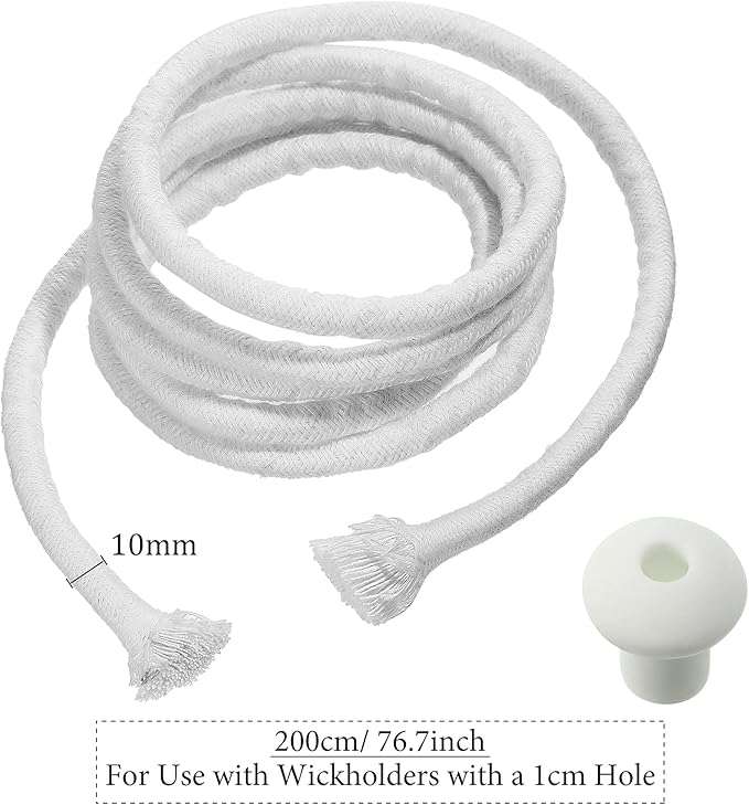 BBTO 6.56 Feet Candle Oil Lamp Wicks Replacement Braided Round Wick for Oil Lamps, DIY Handmade Candle Lantern Making Supplies for Winter Easter Birthday Party(10 mm/ 0.4 Inch)