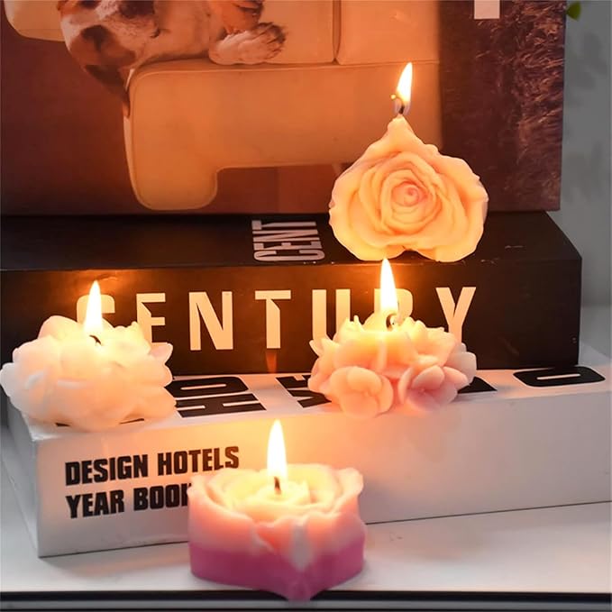 9 PCS Flower Candle Molds for Valentine‘s Day Rose Tulip Silicone Candle Mold Flower Shapes Moldes De Rosas Silicona para Velas for Soy Wax, Beeswax, Candle Making, Resin Craft
