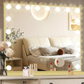 Ratsamee Gold Hollywood Vanity Mirror with Lights, 18 Dimmable Bulbs, 3 Color Lights,Make Up Lighted Mirror, Aluminum Metal Frame, USB Charging Port（32" x 24"）