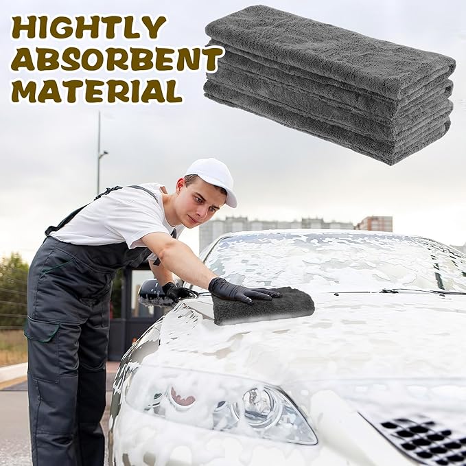 4 Pcs Extra Large Microfiber Cleaning Cloth, 30"x20" Washable Reusable Floor Cloth for Squeegee Mop House Floor Kitchen Car Window Highly Absorbent, Lint and Streak Free (Grey)
