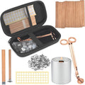 Wood Wicks for Candles Making with Case, Wooden Wicks for Candlemaking 5.1 X 0.5 Inch Smokeless Long Lasting Flame Natural Wood Candle Wick with Candle Wick Trimmer, Metal Base for DIY Candle(50 Sets)