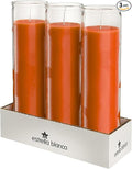 Orange 2x8 Unscented Devotional Candle, 90-Hour Tall Glass Pillar Candle, Long-Lasting Clean-Burning Candle for Home Décor and Special Occasions