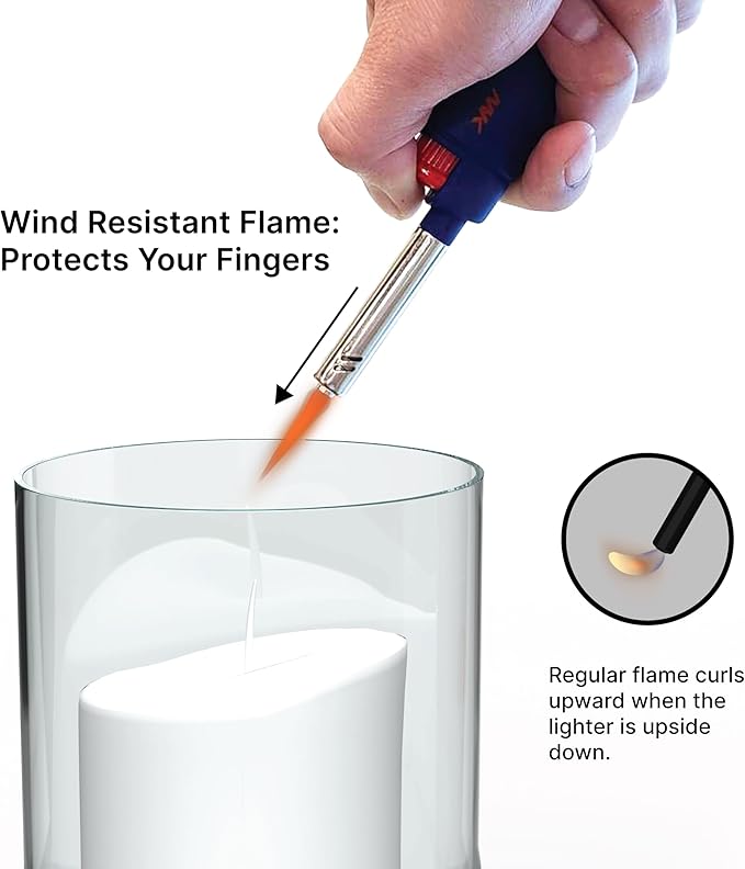 MK 4PCS Candle Lighters with Refillable, Windproof Flame, Ideal for Candle, BBQ Lighter, Random Color (Hue-4PC)