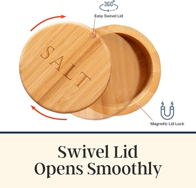 Totally Bamboo Salt Cellar – Wooden Salt Box with Magnetic Lid for Countertop Storage, 6 oz Capacity