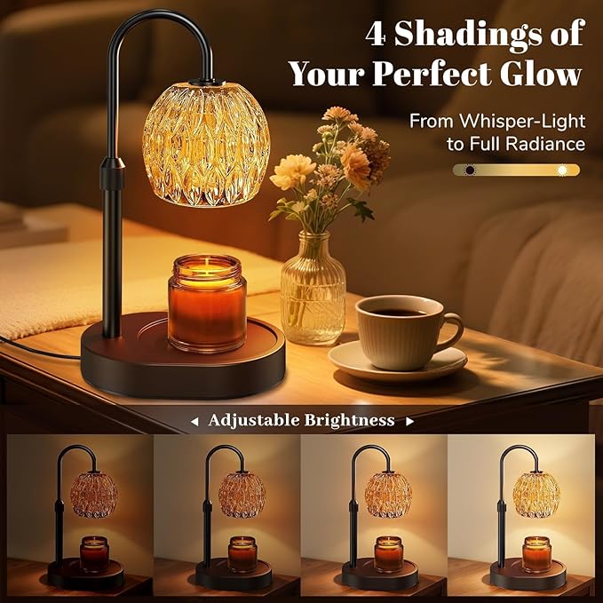Candle Warmer Lamp with Timer Dimmer,Adjustable Height Wax Melting Lamp for Jar Candles, Aesthetic Vintage Home Decor for New House Warming, Gift for Women Birthday Valentine's Day(Black)