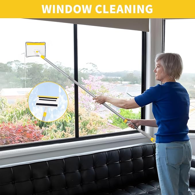 KeFanta Baseboard Cleaner Tool with Handle,55" Extendable Long Handle Wall Cleaner Mop with 4 Reusable Pads,Duster for Cleaning Window Floor Skirting Board Ceiling Bathtub Tub Tile