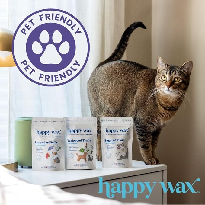 Happy Wax Teakwood Trails Wax Melts for Pet Owners – Odor Eliminating, Calming, Pet-Safe, Non-Toxic, Dye-Free, Perfect for Use with Wax Warmers - 4 oz Pouch