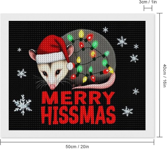 AIVKIEJK Diamond Painting Kits for Adults - Christmas Possum Merry Hissmas Painting DIY 5D Full Drill Diamond Dots Paintings with Diamonds Gem Art and Crafts Home Decor 16"x20"