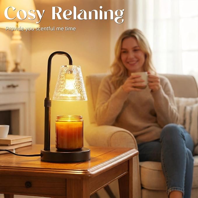Glimra 2 Pack Candle Warmer Lamp with Timer,Dimmable Adjustable Height Candle Heater Birthday Gifts for Women Mom Sister Friends,House Warming Gifts New Home Candle Lamp Warmer with 4 Bulbs