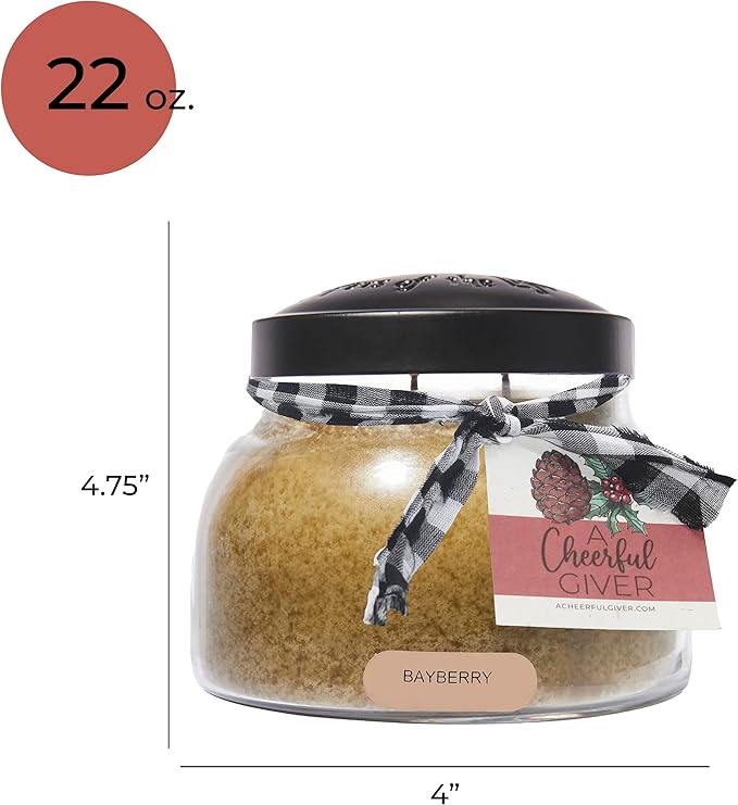A Cheerful Giver — Bayberry - 22oz Mama Scented Candle Jar with Lid - Keepers of the Light - 125 Hours of Burn Time, Gift for Women, Green