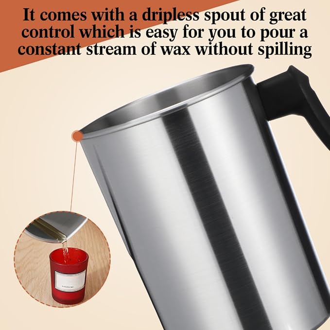 Ziliny 4 Pcs Candle Making Pouring Pot Wax Pouring Pitcher with Dripless Spout and Heat Resisting Handle Aluminum Wax Melter for Christmas DIY Candle Making Kits Gift(3 L)