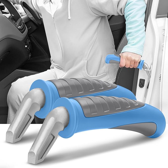NINEMAX Car Door Handle for Elderly Car Handle Assist Support, Auto Grab Handles, Portable Car Door Cane for Seniors, Handicap (Black, Light Blue 2 pcs)
