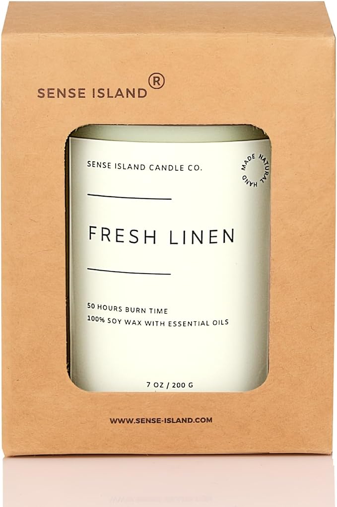 Fresh Linen Scented Candle for Home Scented 50+ Hrs Long Lasting100% Natural Soy Wax Clean Linen | Candle Gifts for Women Men Highly Scented House Warming Gifts