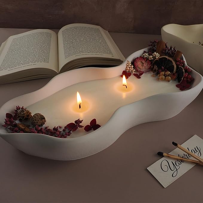 Large Silicone Bowl Mold,Silicone Molds for Resin Concrete Cement, Big Container Storage Mold Jewelry Candle Holder Mold Storage Tray Mold Plant Pot Mold DIY Storage Art Crafts(F)