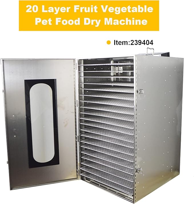 20 Layer Food Dehydrator Fruit Vegetable Dry Machine Pet Food Dryer Food Dehydrator for Drying Stainless steel 110V 86℉-194℉