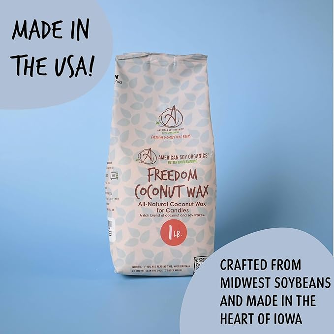 American Soy Organics 1 lbs Freedom Coconut Soy Wax Beads for Candle Making - Natural Candle Making Supplies - Paraffin-Free,Beeswax-Free Coconut Candle Wax for Container Candles,Tealights,Wax Melts