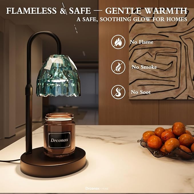 Candle Warmer Lamp with Timer Dimmable, Adjustable Height Wax Melt Warmer for Jar Candles, Birthday Gifts for Women, House Warming Gifts New Home Decor with 2 Bulbs, Blue