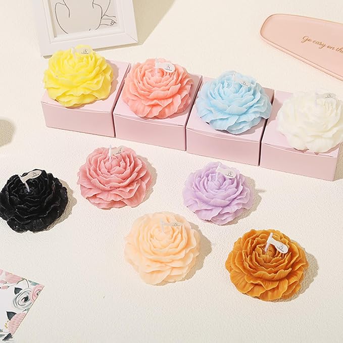 MGLIFEUL 2Pcs Peony Silicone Candle Flower Wax Mold Silicone for Candles Resin Making Molds Moldes De Silicona para Hacer Velas Artesanales De Silicona,for Making Mothers Day Gifts for Mom Daughter