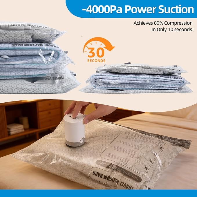 9 Packs Jumbo Vacuum Storage Bags With Vacuum Pump Extra Large Compression Bags for Clothes Bedding, Space Saver for House Moving & Home Organization, Travel Luggage Organizers