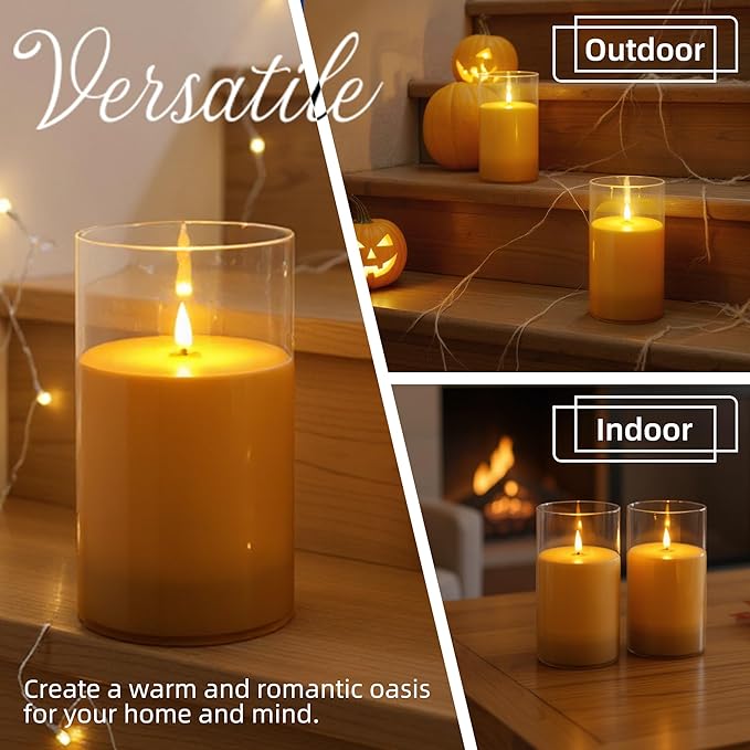 NICEME 7" x 4" Large Waterproof Outdoor Flameless Candles with Remote Control and Timer, Acrylic Outdoor Flickering Candles Battery Operated for Indoor Outdoor Lanterns Patio Porch, Long Lasting 2PCS