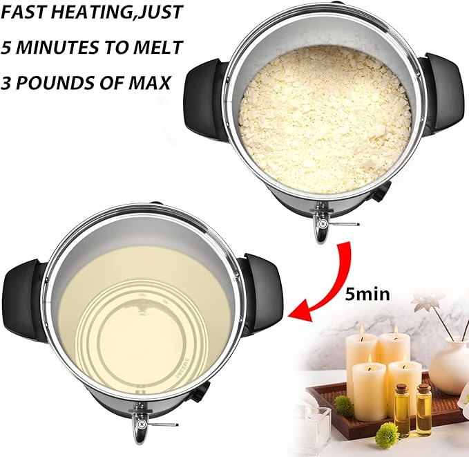 4.5 Qts Wax Melter for Candle Making Candle, Wax Melting Pot, Large Commercial Candle Maker Machine with Pour Spout and Temperature Control for Business Home