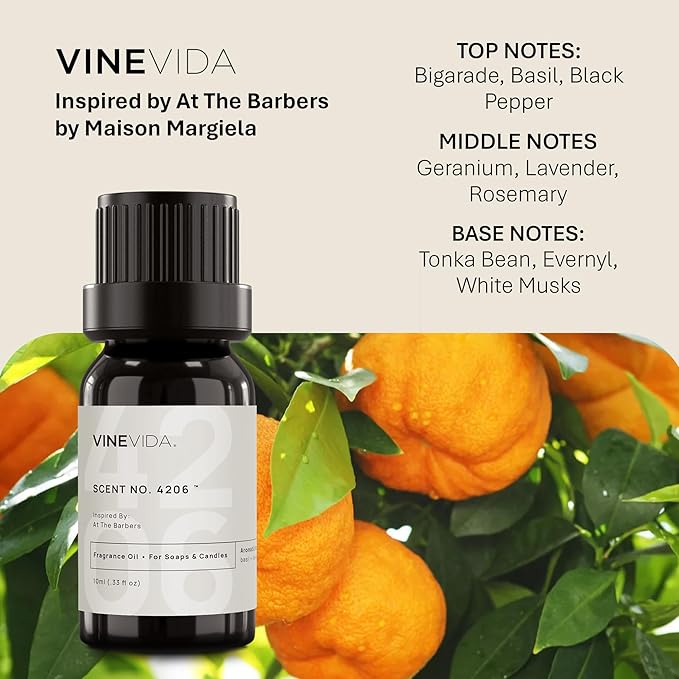 VINEVIDA [10 Ml] Scent NO. 4206 Inspired by at The Barbers | Premium Fragrance Oil for Candle Making & Soap Making | Candle Scents for Soy Wax | Scented Oils for Car Freshies & Bath Products