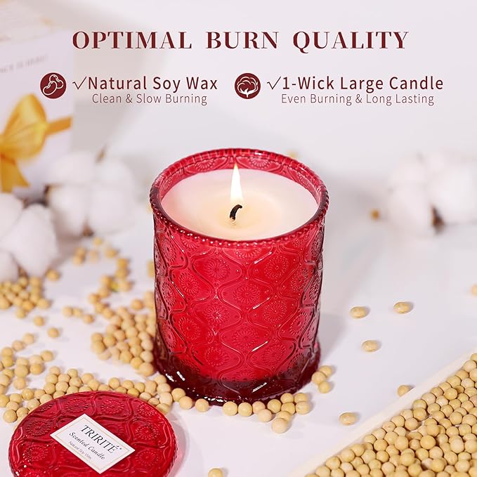 Red Rose Scented Candle for Mother's Day, Soy Wax Scented Candles for Women, Large Jar Candle | 50 Hours Burning Aromatherapy Candles Home Fragrance Candles Gift