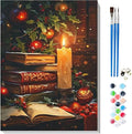 TCDZMYGS Christmas Paint by Numbers Kit for Adults Beginner,Books Candle Paint by Number Kits Without Frame,DIY Acrylic Oil Painting by Numbers for Home Wall Decor 11.8 x 15.7 inch