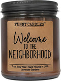 Welcome to The Neighborhood Gift, New Neighbor Welcome Present, Best Housewarming Gifts 2025, House Warming for New Home Decor, Apartment - Lavender Scented Candles Made in USA
