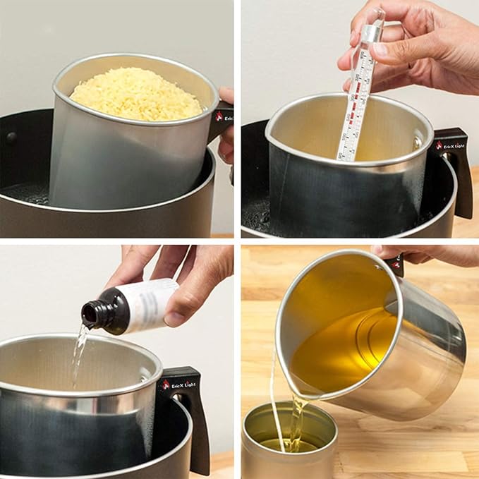 EricX Light Candle Making Pouring Pot,2 pounds,Double Boiler Wax Melting Pot,Dripless Pouring Spout & Heat-Resisting Handle Designed,Aluminum Construction Candle Making Pitcher