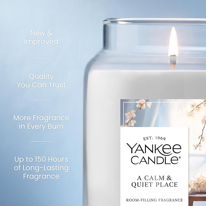 Yankee Candle A Calm Quiet Place, Scented Candle, 22oz Large Jar with up to 150 Hour Burn Time, Giftable