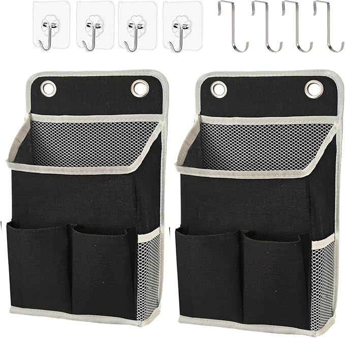 Hanging Basket for Organizing, Wall Organizer with Pockets and Over The Door Organizer，Can for Home, Closet, Office and Camper (Black2)